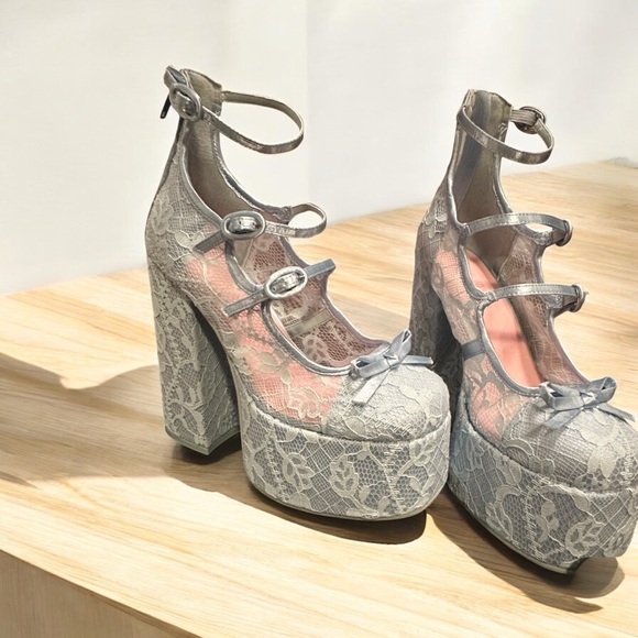 New wo box Dolls Kill Sugar Thrillz Smiling Melody Platform Heels Sz 7 - Picture 10 of 11